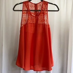 *SOLD* Coral Blouse w/ Lace Pattern, Womens Size M
